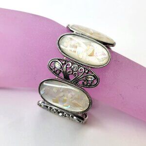 Pearl white hued Iridiscent Stretch Fashion Bracelet Casual Wrap Bracelet